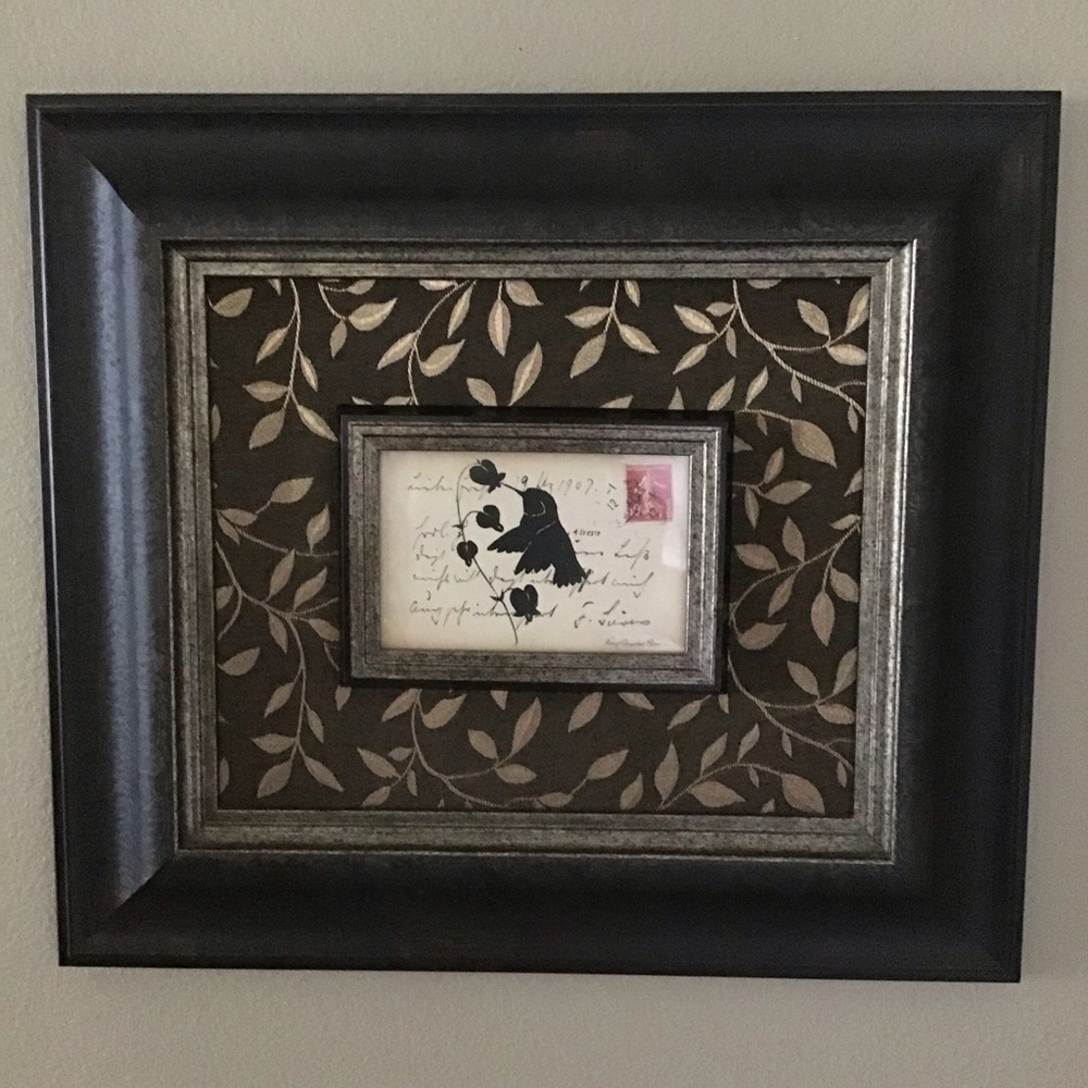 Hummingbird Silhouette Post Card Picture Nancy Shumaker Pallan Art Brown 16x18” - Picture 7 of 8